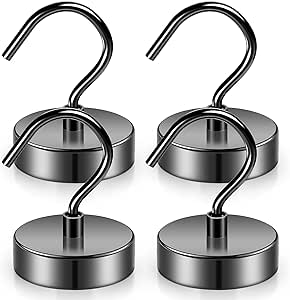 Grtard 100 lb Heavy Duty Magnetic Hooks, Strong Neodymium Refrigerator Magnet Hooks, Magnet with Hooks for Curtain, Home, Kitchen, Workplace (4pack)