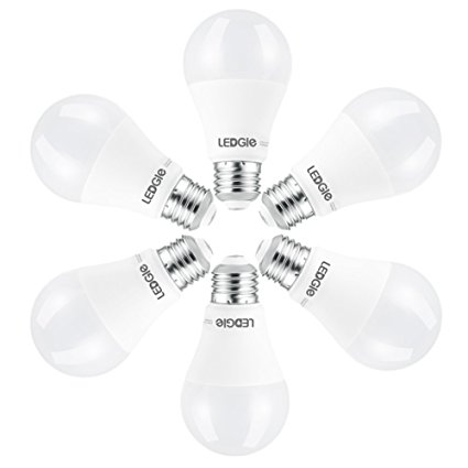 LEDGLE 8W A19 LED Light Bulbs Efficient LED Lamp Bulb, 70W Incandescent Bulbs Equivalent, 750lm, Warm White, 3000K, Non-dimmable Bulb, 270 Beam Angle, E26 Base Globe Bulbs (Set of 6)