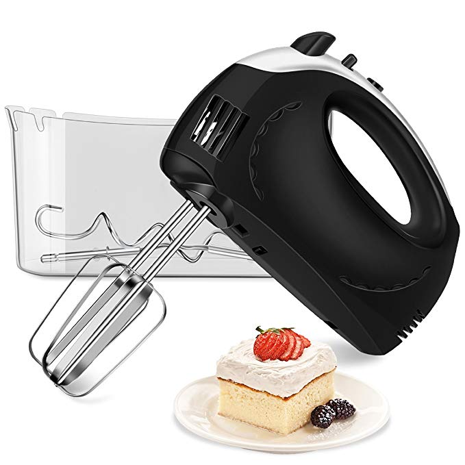 Electric Hand Mixer, HOME GIZMO 5-Speed Hand Mixer with 2 Wider Beaters and Dough Hooks (Storage Case Included)