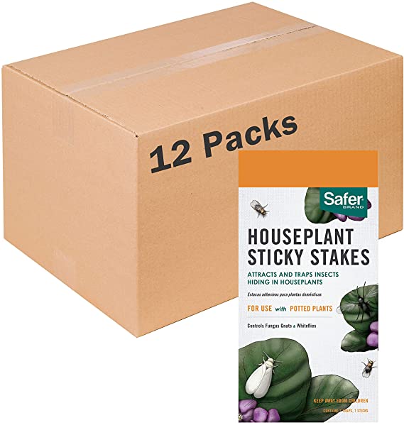 Safer Brand 5026 House Plant Sticky Stakes 7 Insect killing trap, 12 pack