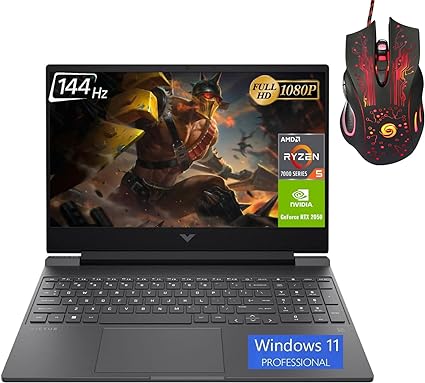 HP Victus Gaming Laptop 2023 Newest, 15.6" FHD 144Hz Display, AMD Ryzen 5 7535HS Processor, NVIDIA GeForce RTX 2050 Graphics, 32GB DDR5 RAM, 1TB SSD, with Mouse, Backlit Keyboard, Windows 11 Home