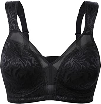 WingsLove Women's Non-Wired Full Cup No Padding Comfort Minimiser Bra