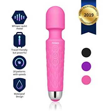 Powerful Mini Wand Massager by PERIKES Wireless Electric Personal Release USB Rechargeable Handheld Waterproof Mute Vibration Shoulder Neck Back Body Massage Deep Stress Relax (Pink)