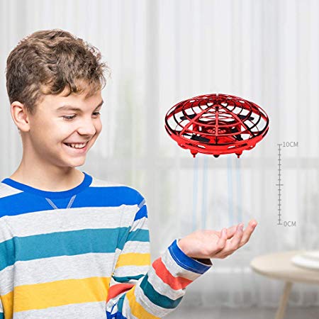 BOMPOW Drone for Kids Mini RC Drones Infrared Induction Fly Drone with 2 Speed Models and LED Light for Kids, Boys and Girls Gift (Red)