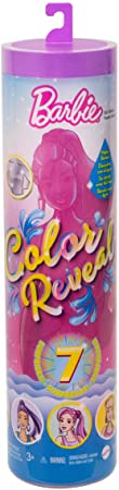 Barbie Color Reveal Doll with 7 Surprises [Styles May Vary]: 4 Mystery Bags; Water Reveals Doll’s Look & Color Change on Bodice & Hair; Shimmer Series; Gift for Kids 3 Years Old & Up