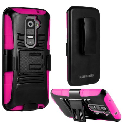 CASEFORMERS Duo Armor HOT PINK for LG G2 Combo Case with Stand and Holster