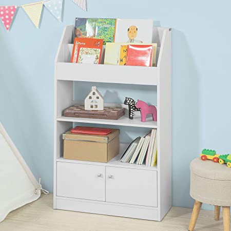 Haotian KMB11-W,Children Kids Bookcase, Book Shelf Storage Display Shelving Cabinet Organizer