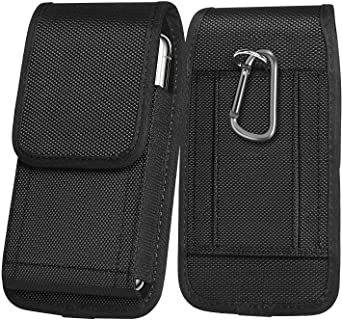 ykooe Rugged Nylon for iPhone 11 8 7 6 6s Holster Black Carrying Cell Phone Holster Belt Clip Case Pouch for (4.5 to 6.5 inch) iPhone 11 8 7 6 6S Plus iPhone X Xs Xr Motorola UMIDIGI
