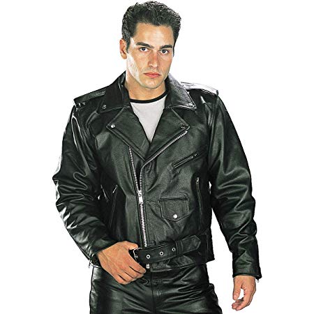 Xelement B7100 'Classic' Men's Black TOP GRADE Leather Motorcycle Biker Jacket - Medium