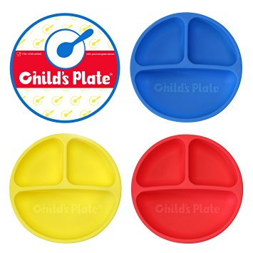 Divided Baby Plate Microwave Safe 100% Silicone FDA Certified BPA Free 3 Pack