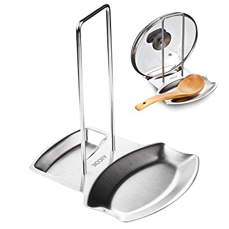 Aicok Lid and Spoon Rest, Multifunctional Lid and Spoon Holder, Thick Stainless Steel