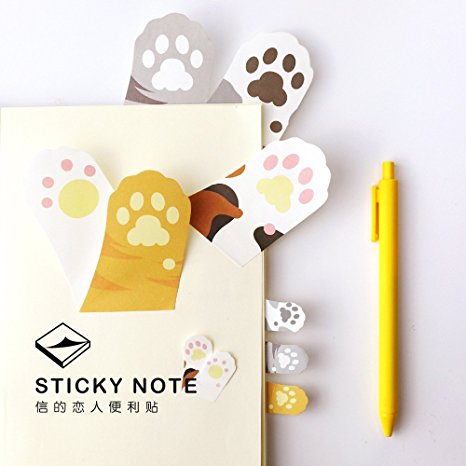 HUNGER Cat's Paw Sticky Note Self-stick Note Post-it Note Office Memo Note,30Pcs/Pad, 6Pads/Pack (Q55306)