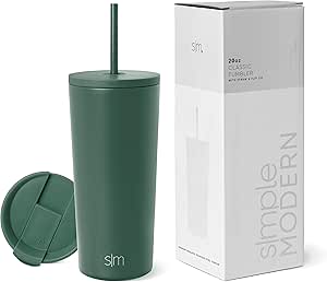 Simple Modern Insulated Tumbler with Lid and Straw | Iced Coffee Cup Reusable Stainless Steel Water Bottle Travel Mug | Gifts for Women Men Her Him | Classic Collection | 20oz | Forest