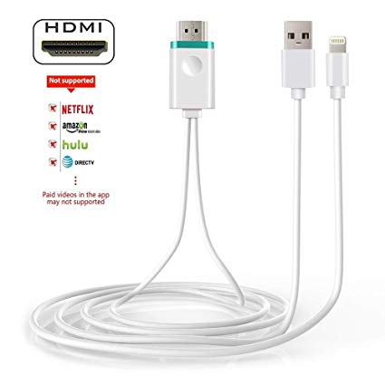 Compatible with Phone to HDMI Adapter Cable, DSTHISAR HDMI Digital AV Adapter 1080P HDTV Cord Converter for Phone Xs Max XR X 8 7 6 Plus Pad Pro Air Mini Pod - Plug and Play(White)