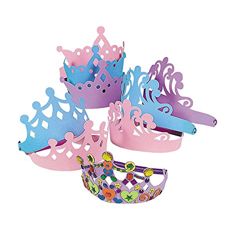 Foam Princess Tiaras Crowns Party Dress-up Role Play Accessory (1-Pack of 12)