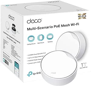 TP-Link Deco X50-PoE AX3000 Whole Home Wi-Fi 6 with PoE, Dual-Band, Add on Single Unit for All WiFi 7/6/5 Deco Mesh Pack for Extended Coverage Requirement, HomeShield Security, Works with Alexa