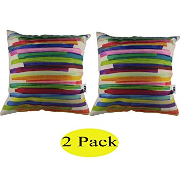 HOSL [2 pack] Rainbow Series Geometry Polyester Home Decorative Accent Throw Pillow Cover Cushion Case Pillow Sham for Sofa(No Pillow), Set of 2