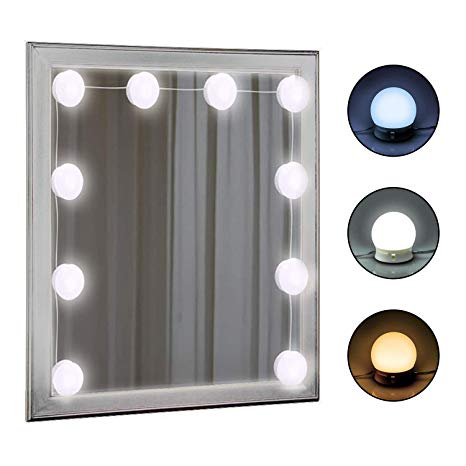 Hollywood Style LED Vanity Mirror Lights Kit with Multiple Color Tones, Dimmable Light Bulbs - Lighting Fixture Strip for Makeup Dressing Table - Vanity Makeup Mirror Lights (Mirror Not Included)