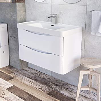 The Bath People Eaton Vanity Units - Bathroom Vanity Units - Bathroom Units - Wall 900mm - White Resin Basin