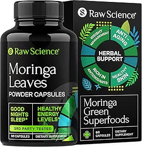 Moringa Capsules Made with Moringa Powder, Super Greens & Superfood Moringa Supplement, Moringa Leaves for Energy, Metabolism & Immune Support, Detox & Antioxidants with Malunggay - 60 Vegan Capsules