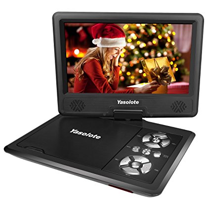 9 Inch Swivel Screen Portable DVD Player with 5 Hour Built-In Rechargeable Battery,SD Card Slot and USB Port - Black