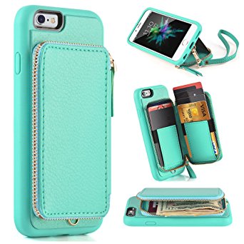 iphone 6 Plus Wallet Case, ZVE iphone 6 Plus Case with Credit Card Holder Slot Protective Leather Wallet Case Handbag Case Cover for Apple iphone 6 Plus / 6S Plus 5.5 inch-Blue