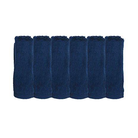 BambooMN Brand - 6 Super Soft 12" x 12" Bamboo Cotton Wash Cloth (70% Rayon from Bamboo, 30% Organic Cotton) - 535 GSM - Royal Blue