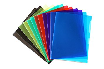 STEMSFX Clear Plastic Paper Jacket Sleeves for Letter Size Papers – Pack of 12 Assorted Colors (Assorted colors)