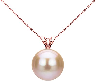 14k Gold 8-8.5mm Round Freshwater Cultured Pearl Rope Chain Pendant Necklace, 18" Bridal Jewelry