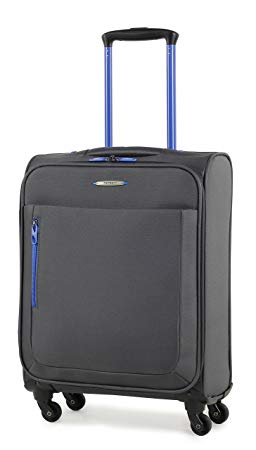 Members Hi-Lite 54cm Ryanair Compliant Four Wheel Spinner Suitcase Grey/Blue