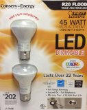 Feit 8 Watt R20 LED Dimmable Flood Light Bulbs 2-Pack equiv to 45 watts