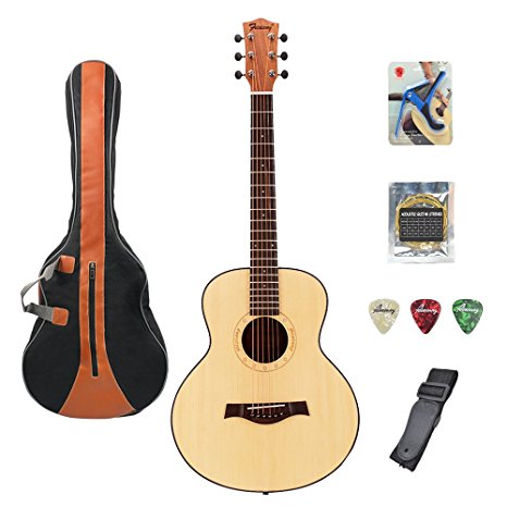 Acoustic Guitar 36" Classical Travel Guitar Bundle with Gig Bag Capo Strings Strap Picks