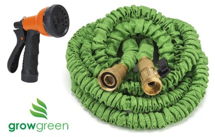 50 Feet Expandable Hose Strongest Garden Hose With All Heavy Brass Connectors Best Garden Hose with 8 Pattern Spray Nozzle