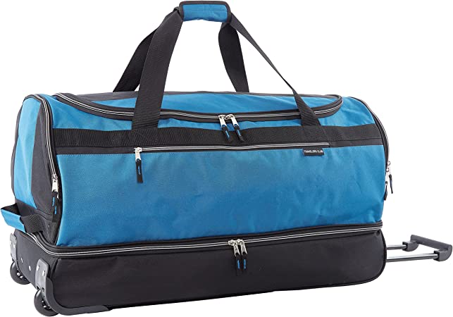 Travelers Club Discoverer Duffel Bag, Blue, 30-Inch Rolling