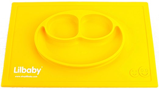 Placemat and Plate Suction Silicone by Lilbaby (Smiley Face, Yellow)