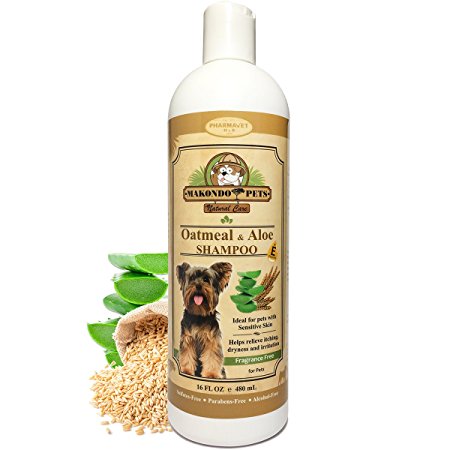 Oatmeal Dog Shampoo with Aloe Vera and Vitamin E - Hypoallergenic Dog Shampoo for Pets with Dry, Sensitive or Itchy Skin - All Natural Fragrance Free, 16 Ounces of the Best Dog Shampoo for Dry Skin