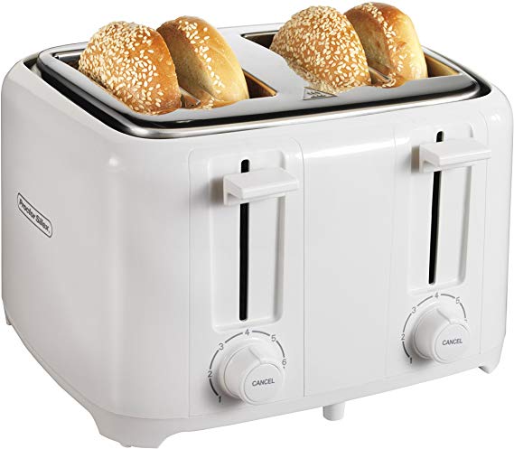 Proctor Silex 24216 Toaster with Wide Slots & Toast Boost, 4-Slice, White