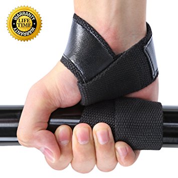 Lifting Straps with Neoprene Padded No-Slip Weightlifting Hand Bar One Pair, Wrist Supports Hook Wraps Assist Grip Strength for Bodybuilding, Strength Training, PowerLifting by Doact