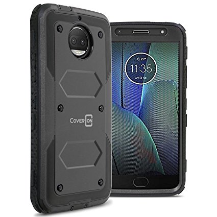 Motorola Moto G5S Plus Case, CoverON [Tank Series] Protective Full Body Phone Cover with Tough Faceplate - Black