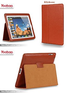 NEW AYL 100% Premium Executive Genuine Leather Folio Slim Thin Book Case (Brown) with Built-in Stand for iPad 4 / iPad 3 / Apple iPad 2 + Supports Auto Wake/Sleep Smart Cover Function (Best Selling Model)