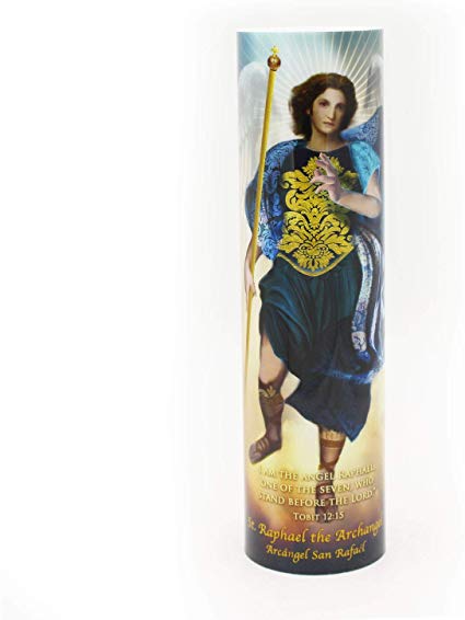 The Saints Collection Archangel Raphael, LED Flameless Devotion Prayer Candle 6 Hour Timer, Religious Gift
