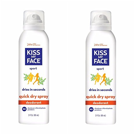 Kiss My Face Signature Bundles - Quick Dry Spray Aluminum Free Deodorant, Sport Scent, 3 Ounce, 2 Count