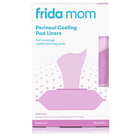 Perineal Medicated Witch Hazel Full-Length Cooling Pad Liners for Postpartum Care by Frida Mom | Speeds Healing and Reduces Swelling for Perineal Area | 24-Count