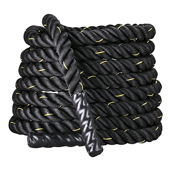 Yaheetech 1.5"/2" Polyester 30/40/50ft Battle Rope Workout Cardio & Core Strength Training Fitness Undulation Rope Exercise