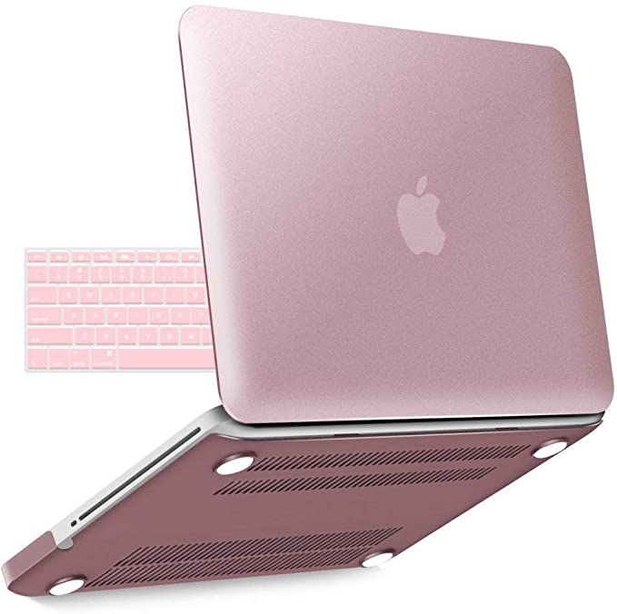 IBENZER MacBook Pro 13 Inch case A1278 Release 2012-2008, Plastic Hard Shell Case with Keyboard Cover for Apple Old Version Mac Pro 13 with CD-ROM, Rose Gold, P13MPK 1A