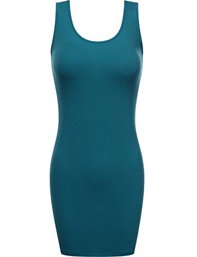 Fifth Parallel Threads FPT Women's Scoop Neck Bodycon Mini Tank Tunic Dress Teal L