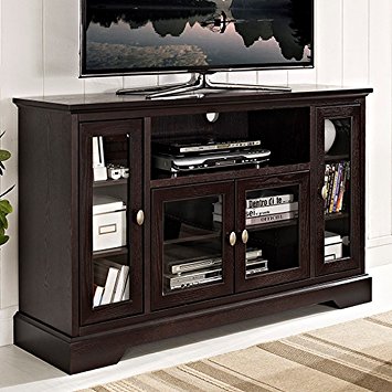 Walker Edison WE Furniture Highboy TV Stand, 52-Inch, Espresso Wood