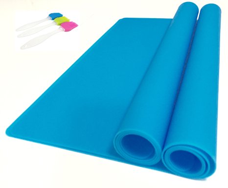 EPHome 2Pack Extra Large Multipurpose Silicone Nonstick Baking Mat, Pastry Mat, Heat Resistant Nonskid Table Mat, 23.6''*15.75'' (Blue)