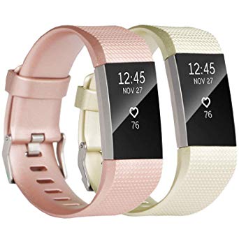 Molitec Compatible Fitbit Charge 2 Bands Replacement Bands Adjustable Accessory Wristbands for Fitbit Charge 2 Large Small Women Men (Rose Gold/Champagne Gold, Large Size 6.7-8.1 Inches Wrist)