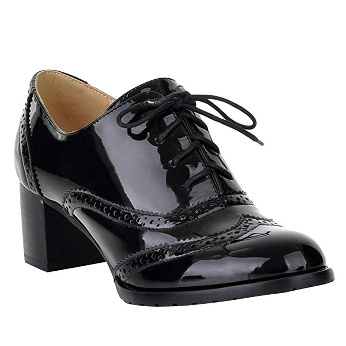 Carol Shoes Women Lace-up Chunky Heel Oxfords